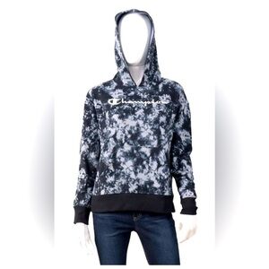 NWOT / Champion tie dye hoodie in navy/grey.  Navy ribbed cuffs/waistband 💙🩶